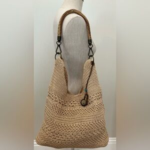 The Sak Beige Crochet Hobo Bag with Braided Handle